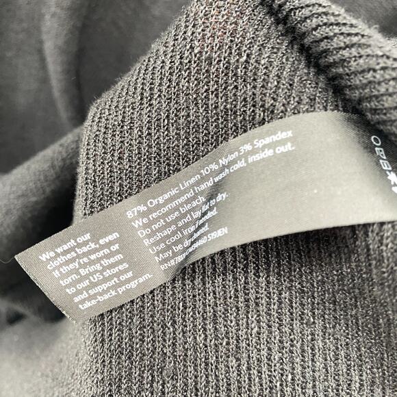 EILEEN FISHER Sweater S M Organic Linen Blend Ribbed Tunic 3/4 Sleeve Black - Picture 9 of 12